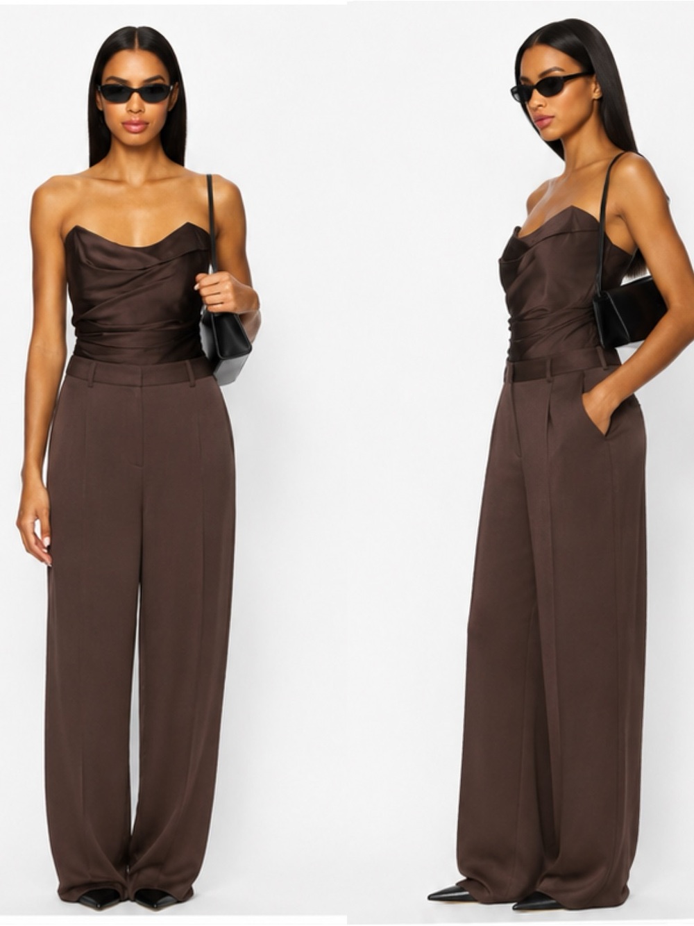 NWT THE SEI Relaxed wide leg trouser in “Cocoa” brown